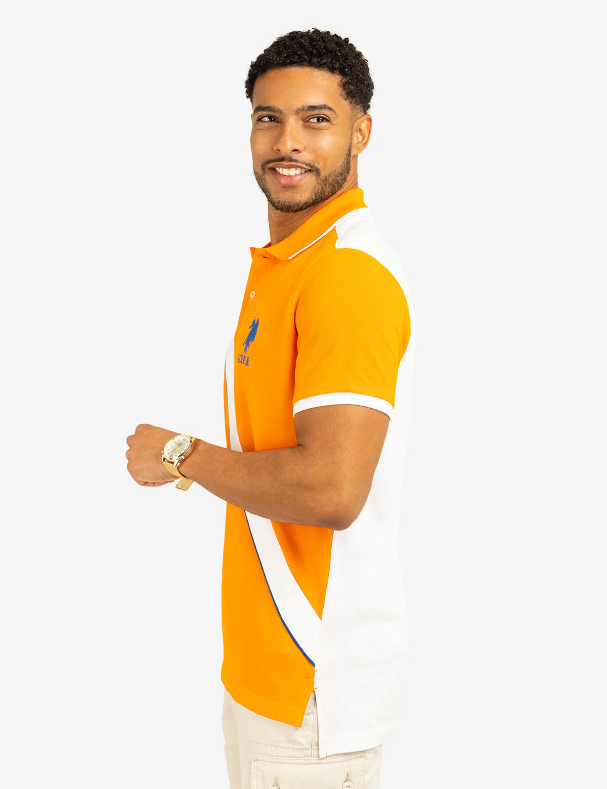 COLOR BLOCK SASH FRONT PIQUE POLO SHIRT - Image 11