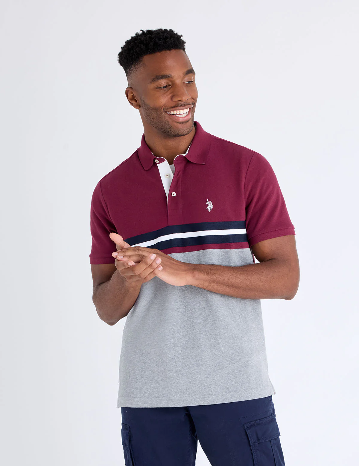COLOR BLOCK TRICOT TAPE PIQUE POLO SHIRT
