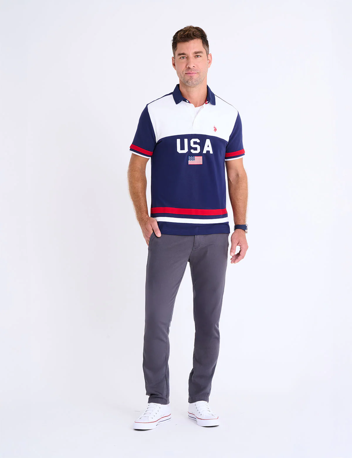 COLOR BLOCK USA APPLIQUE PIQUE POLO SHIRT - Image 3