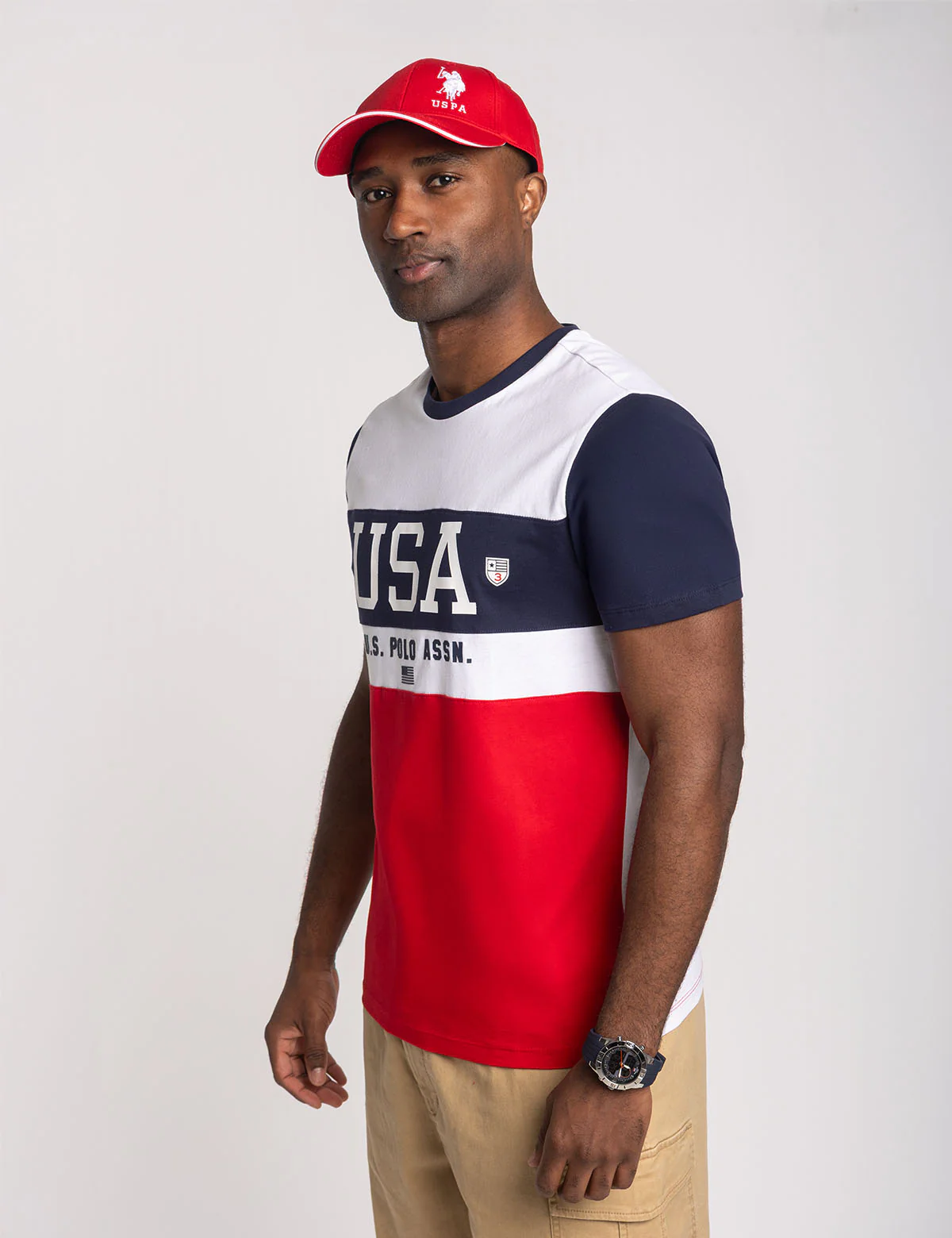 COLOR BLOCK USA JERSEY CREW NECK T-SHIRT - Image 3