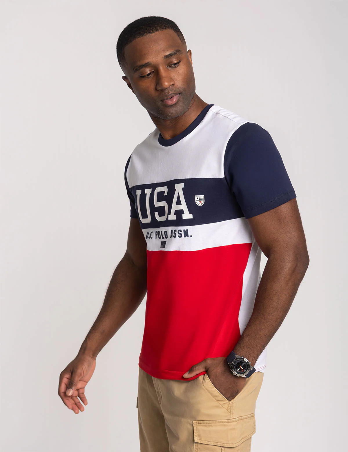 COLOR BLOCK USA JERSEY CREW NECK T-SHIRT - Image 5