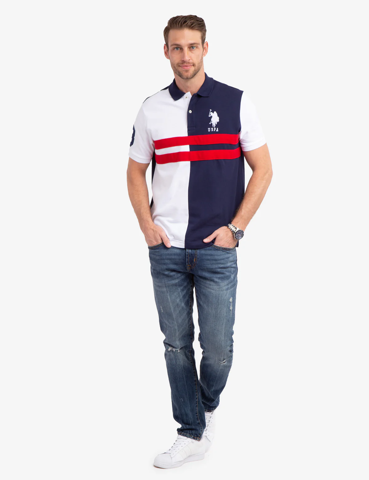 COLORBLOCK CHEST STRIPE PIQUE POLO SHIRT - Image 2