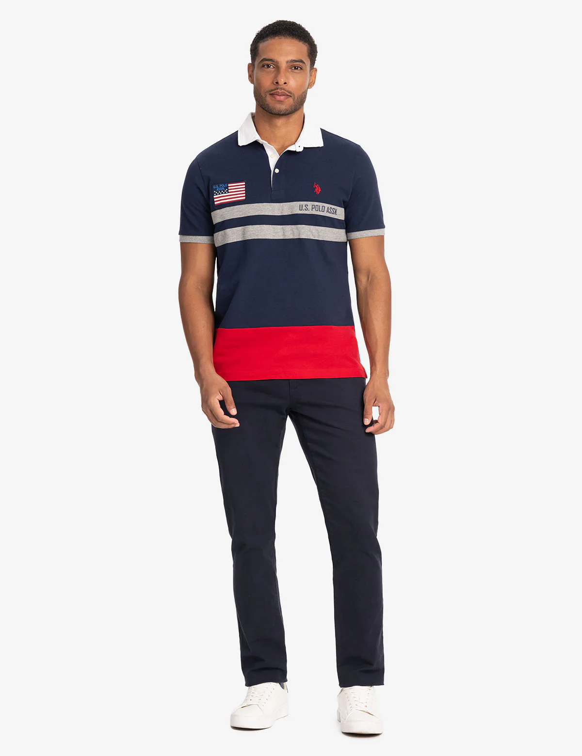 COLORBLOCK PIQUE POLO SHIRT WITH TWILL COLLAR - Image 3