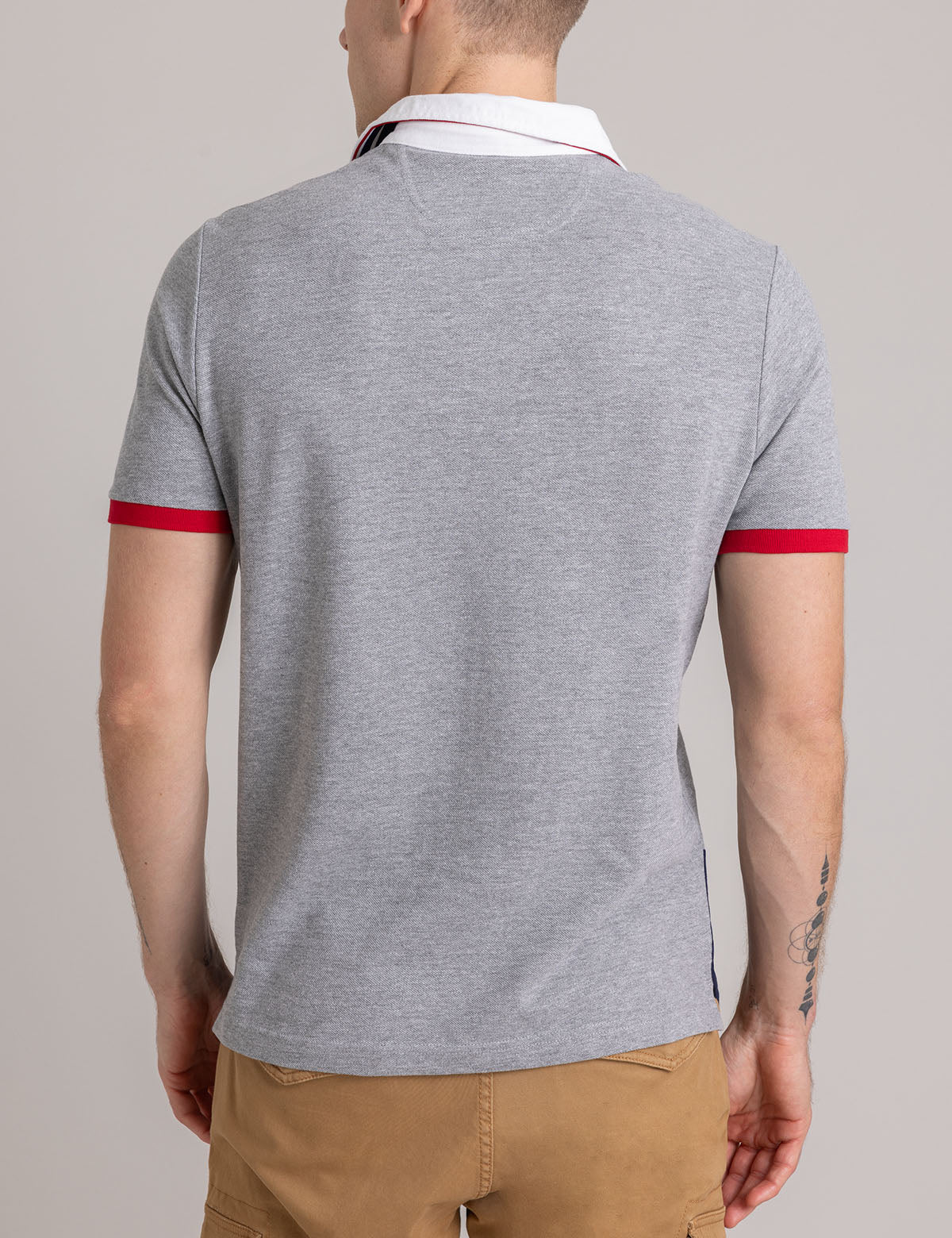COLORBLOCK PIQUE POLO SHIRT WITH TWILL COLLAR - Image 9