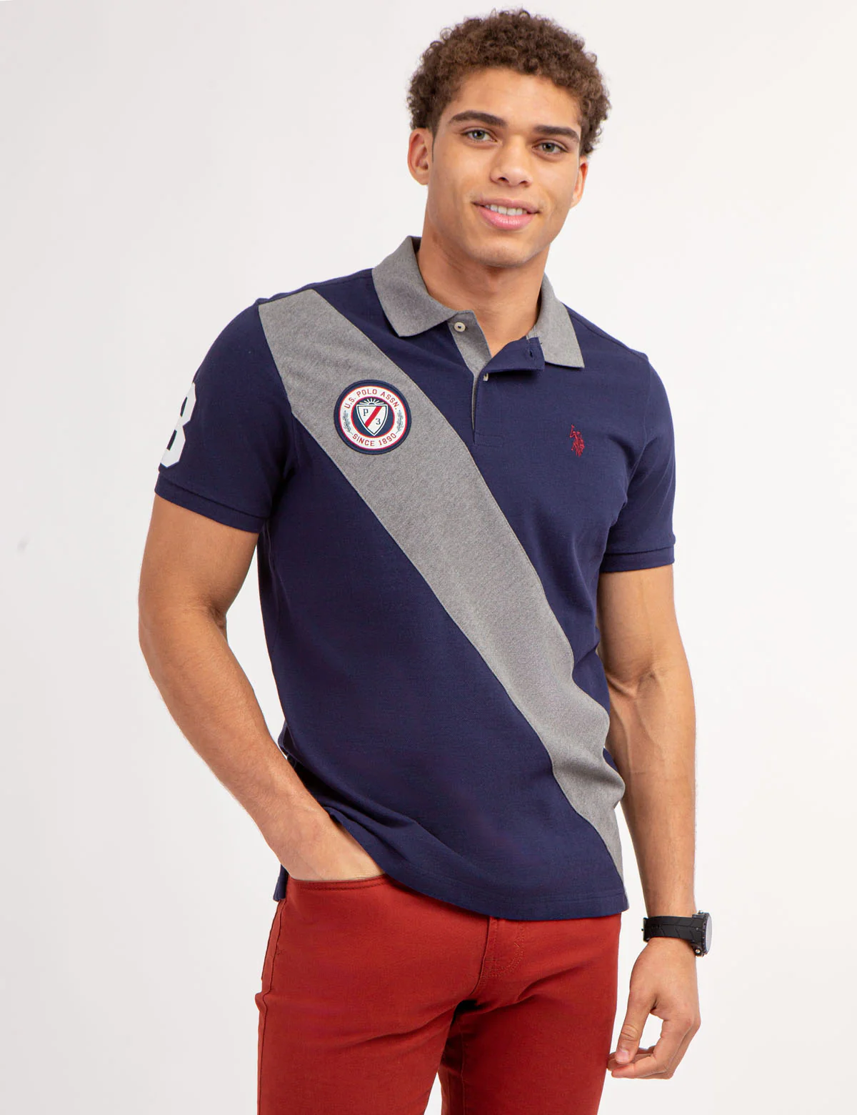COLORBLOCK PIQUE SASH POLO SHIRT