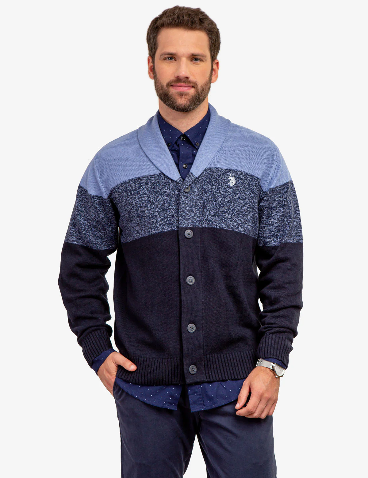 COLORBLOCK SHAWL COLLAR CARDIGAN - Image 5