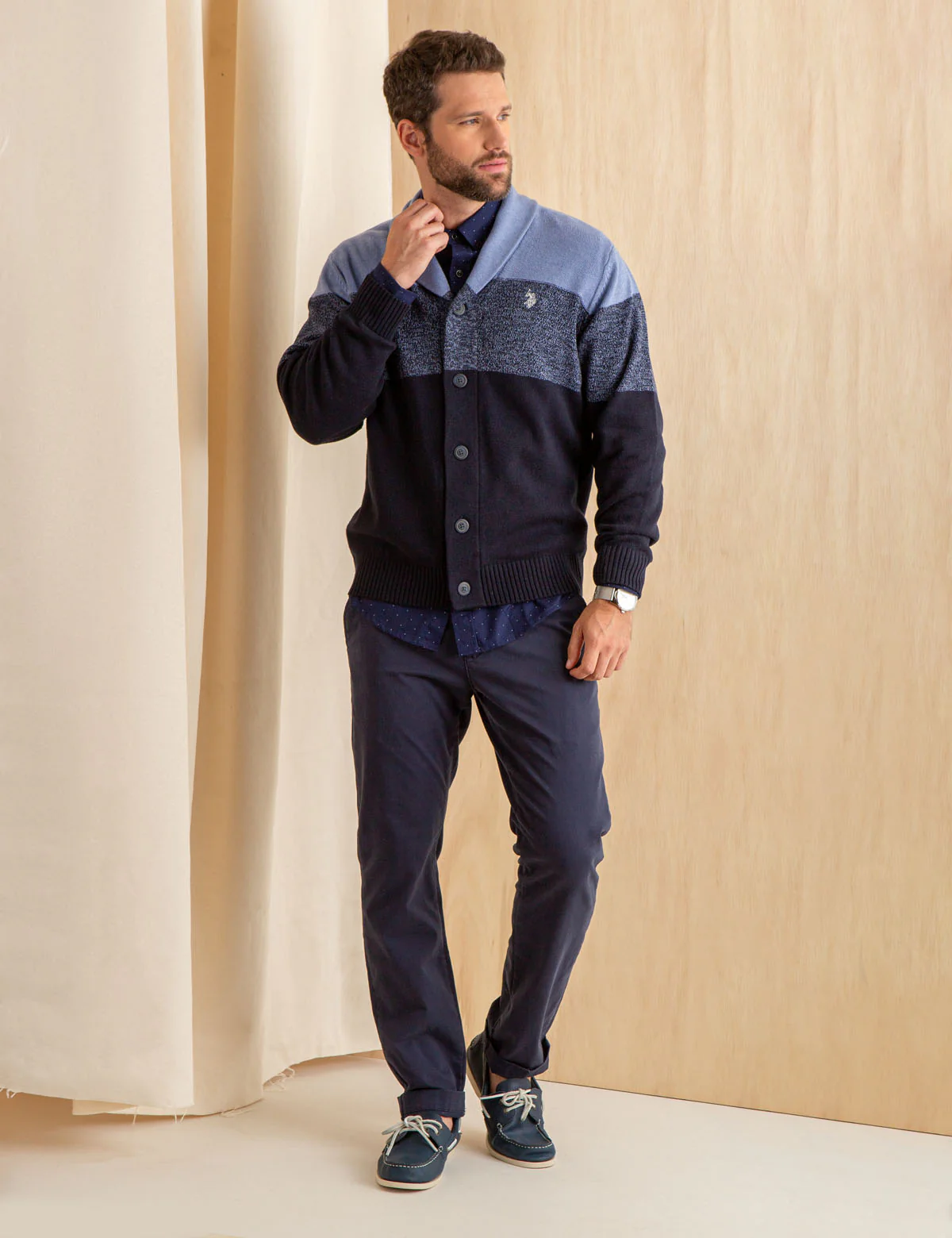 COLORBLOCK SHAWL COLLAR CARDIGAN - Image 8
