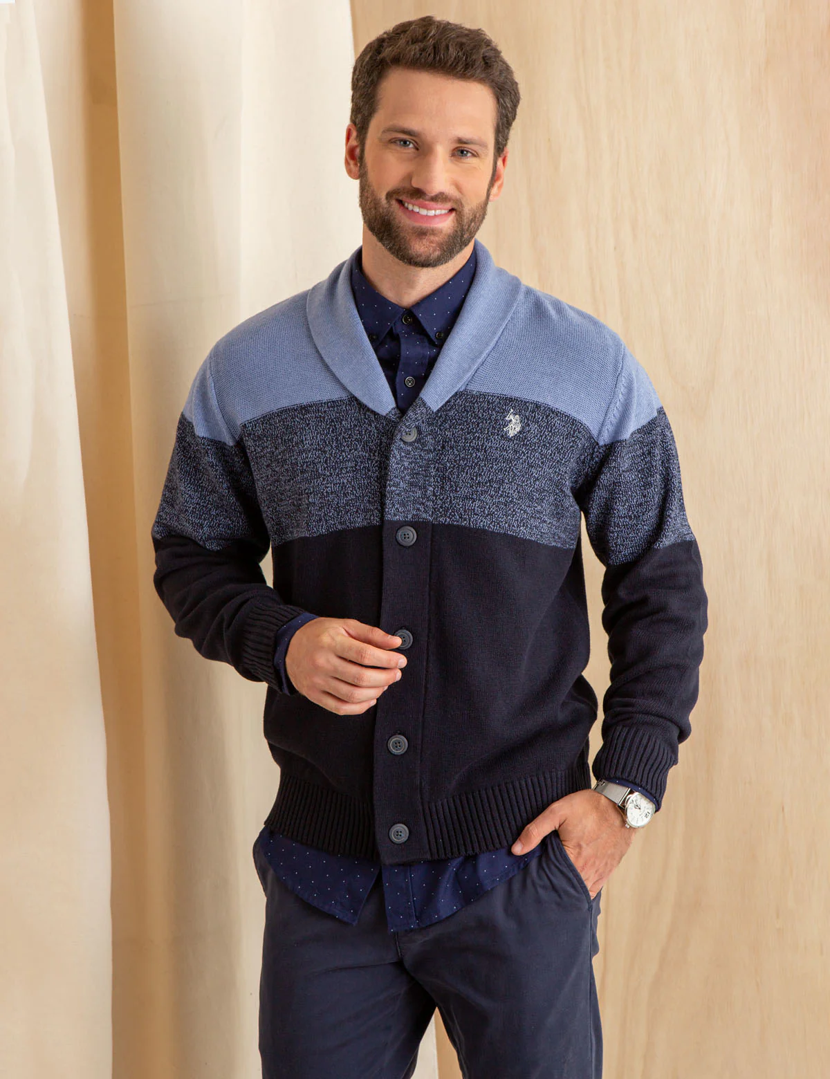 COLORBLOCK SHAWL COLLAR CARDIGAN - Image 9