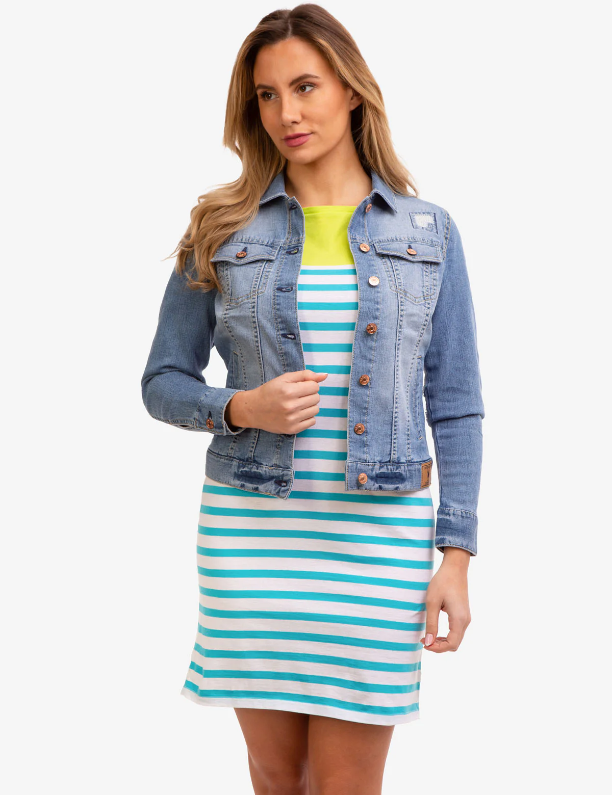 COLORBLOCK STRIPE BOAT NECK DRESS - Image 9