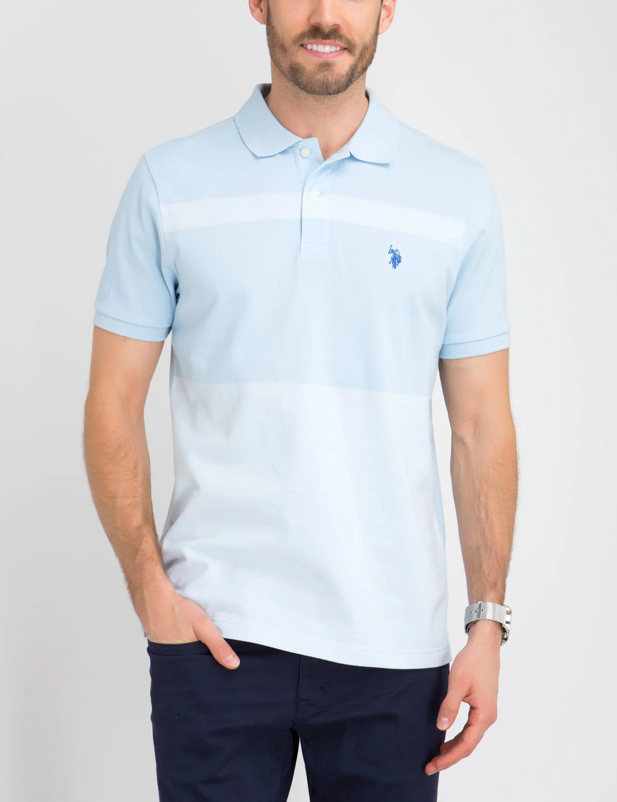 COLORBLOCK STRIPED PIQUE POLO SHIRT - Image 9