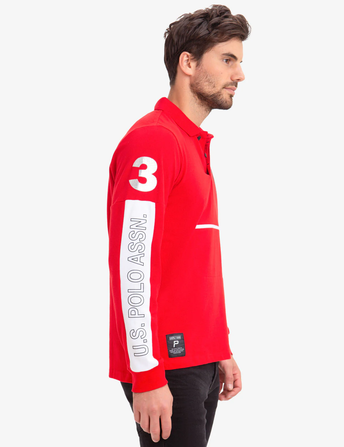 COLORBLOCK ZIP POCKET LONG SLEEVE STRETCH POLO SHIRT - Image 5