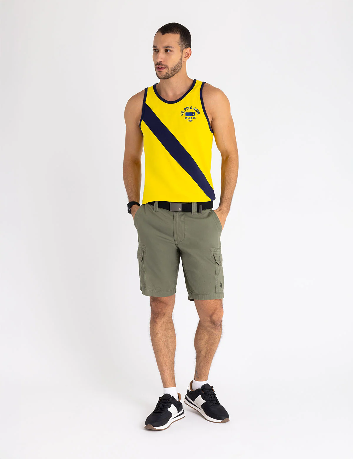 CONTRAST DIAGONAL SASH MUSCLE TANK - Image 3