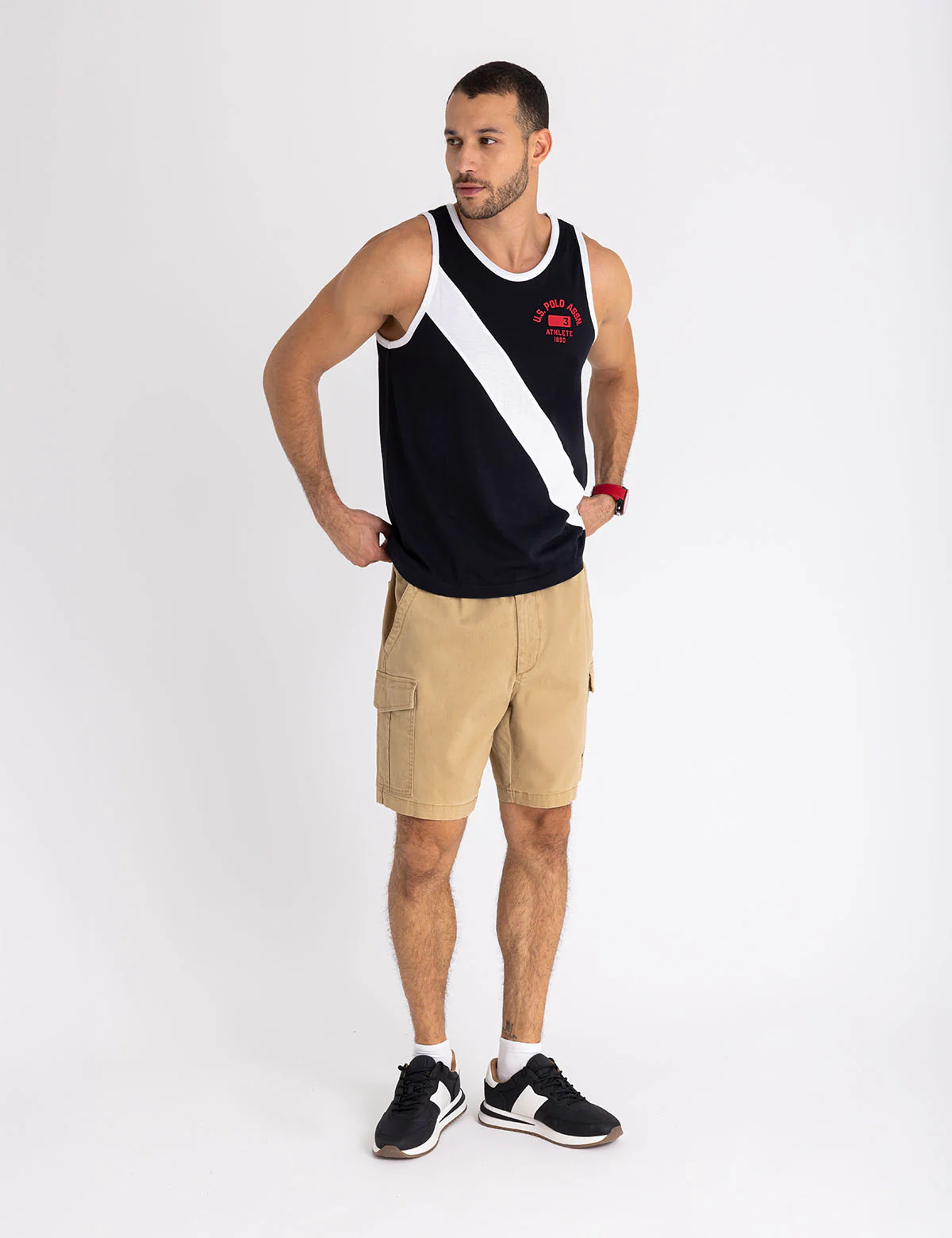 CONTRAST DIAGONAL SASH MUSCLE TANK - Image 7