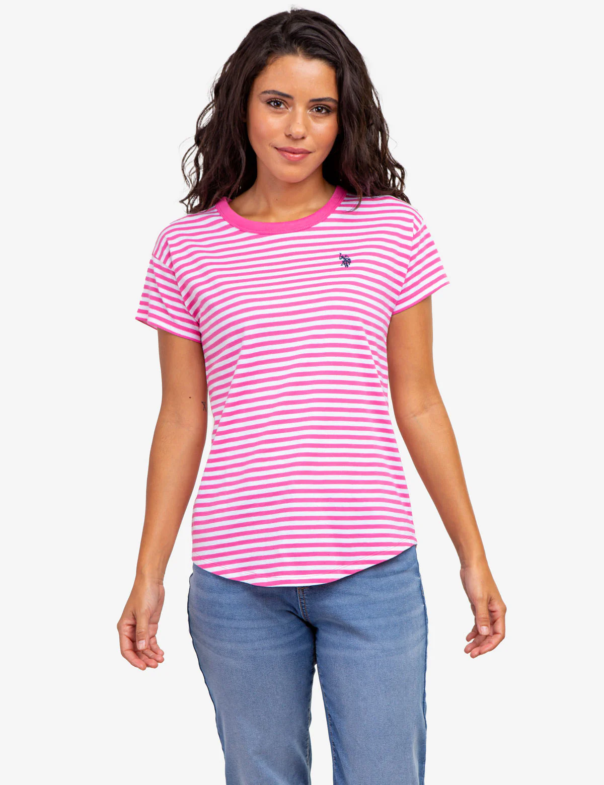 CONTRAST RINGER STRIPE CREW T-SHIRT