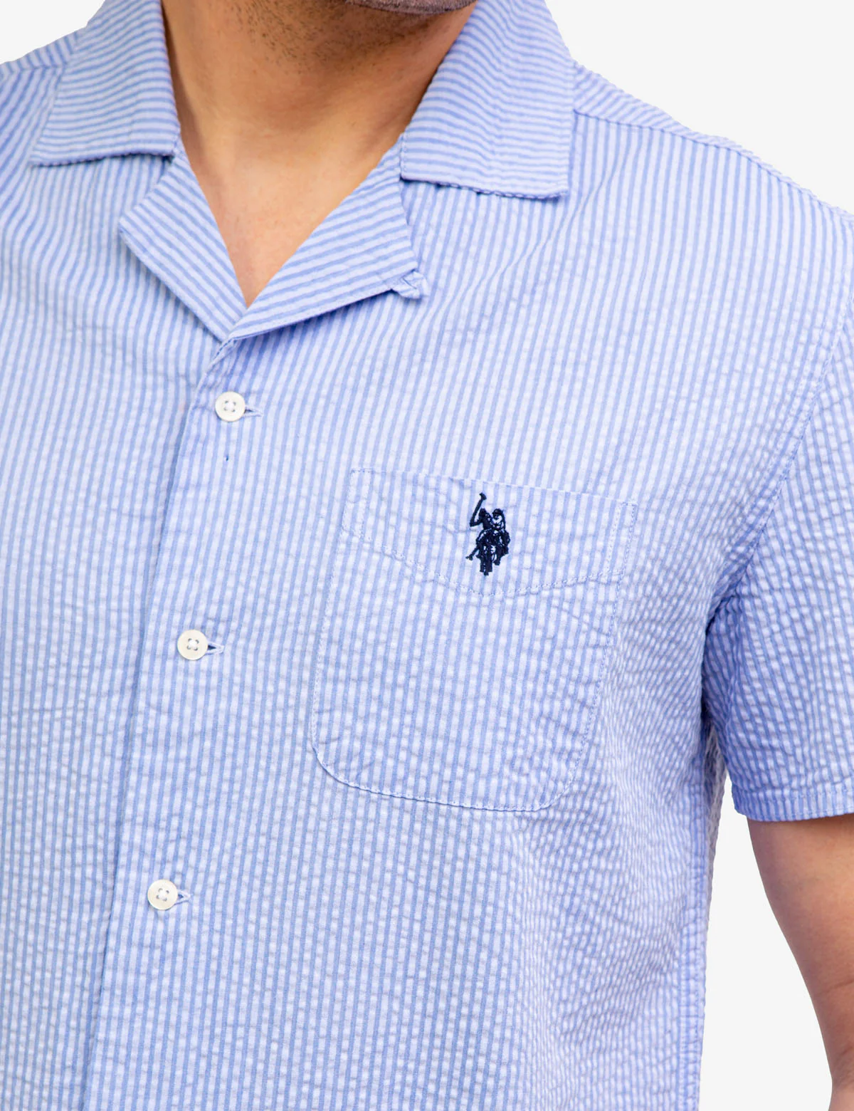 CONVERTIBLE COLLAR SEERSUCKER STRIPE SHIRT - Image 2