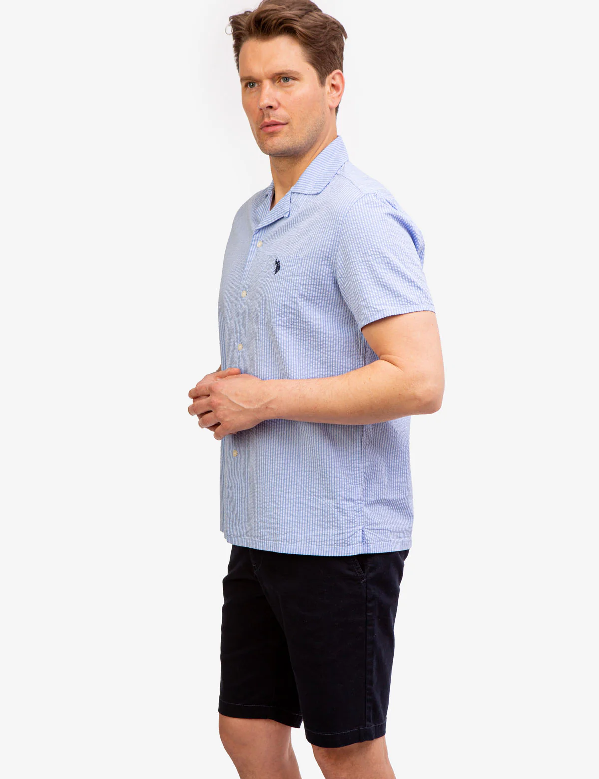 CONVERTIBLE COLLAR SEERSUCKER STRIPE SHIRT - Image 4