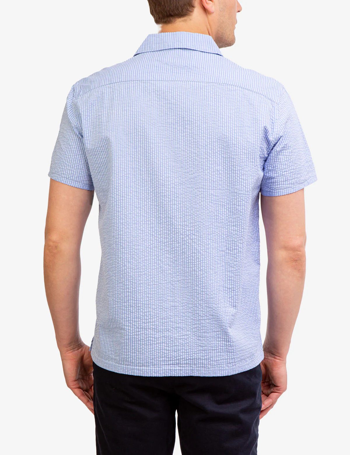CONVERTIBLE COLLAR SEERSUCKER STRIPE SHIRT - Image 5