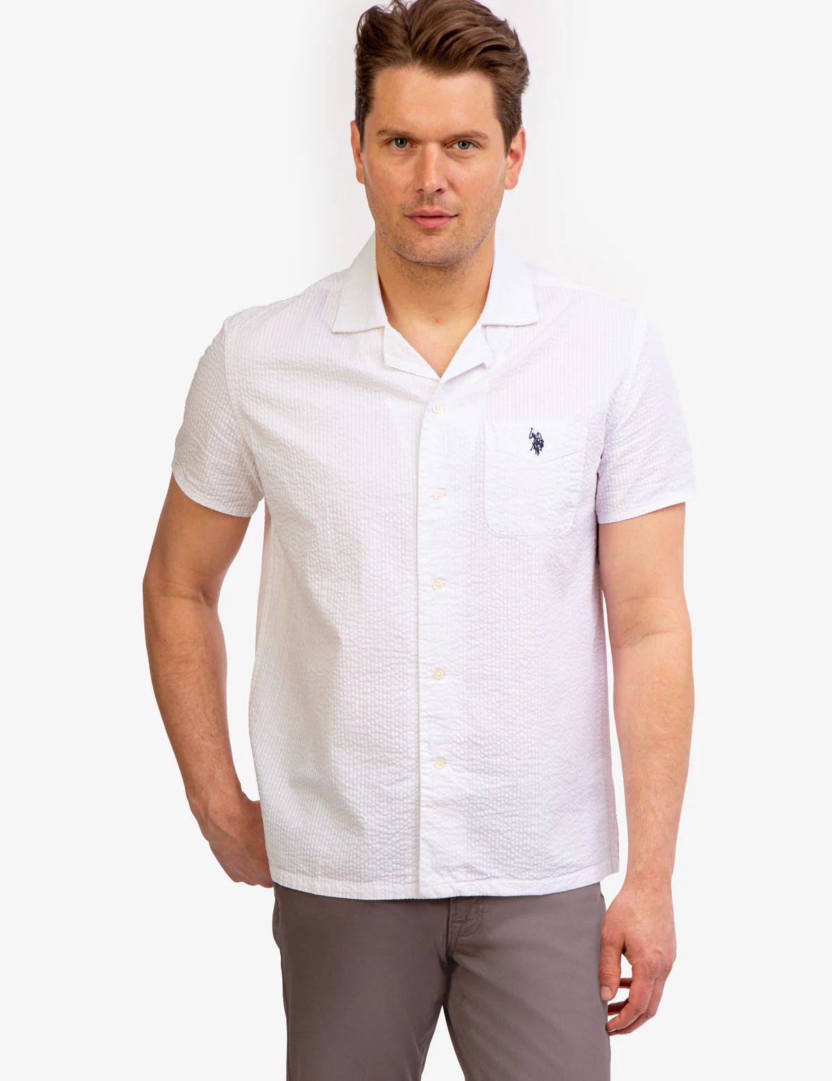 CONVERTIBLE COLLAR SEERSUCKER STRIPE SHIRT - Image 8