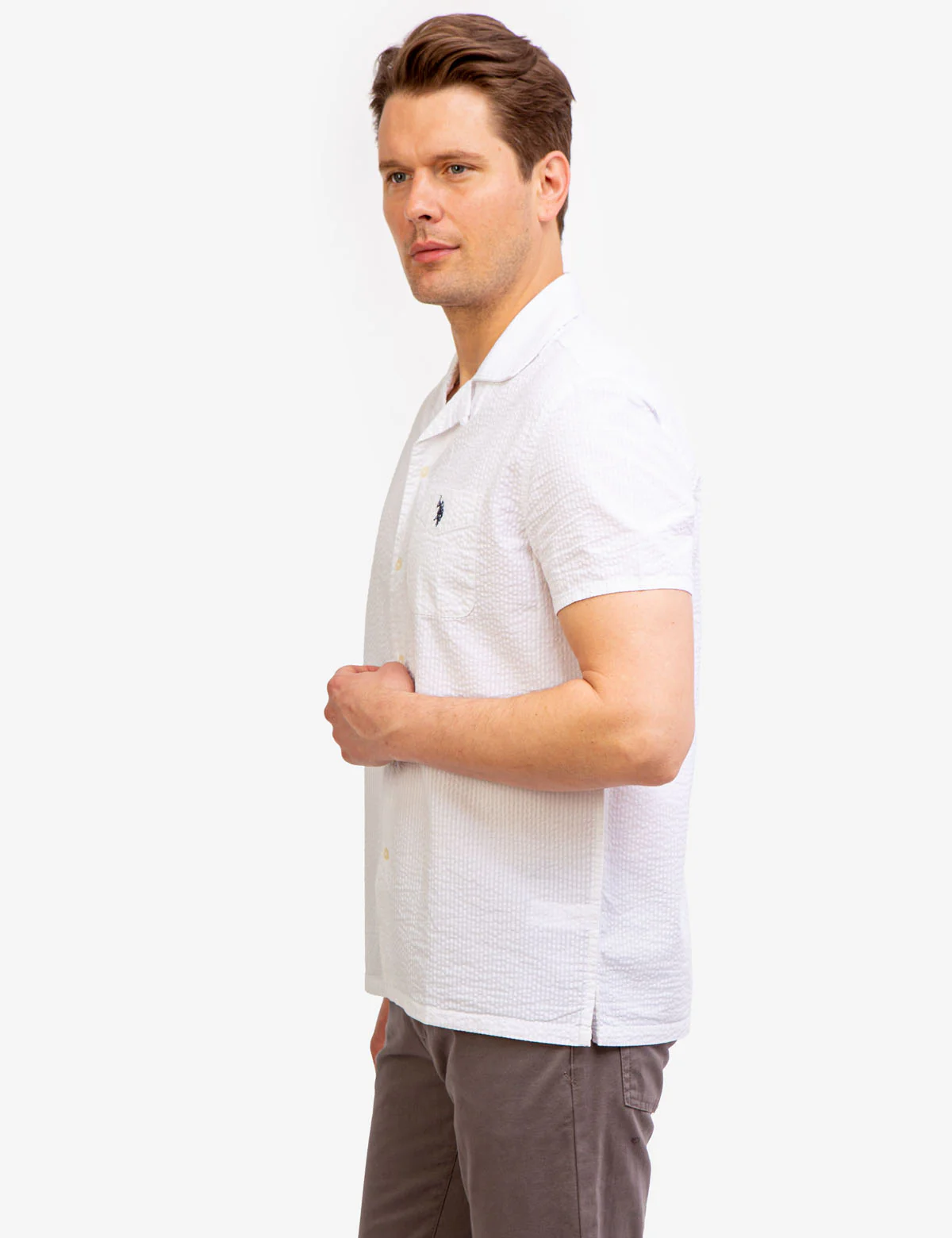 CONVERTIBLE COLLAR SEERSUCKER STRIPE SHIRT - Image 9