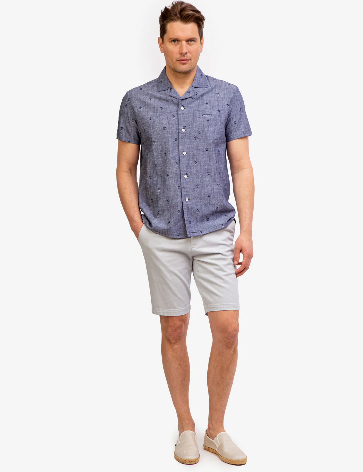 CONVERTIBLE COLLAR SLUB CANVAS SHIRT - Image 9