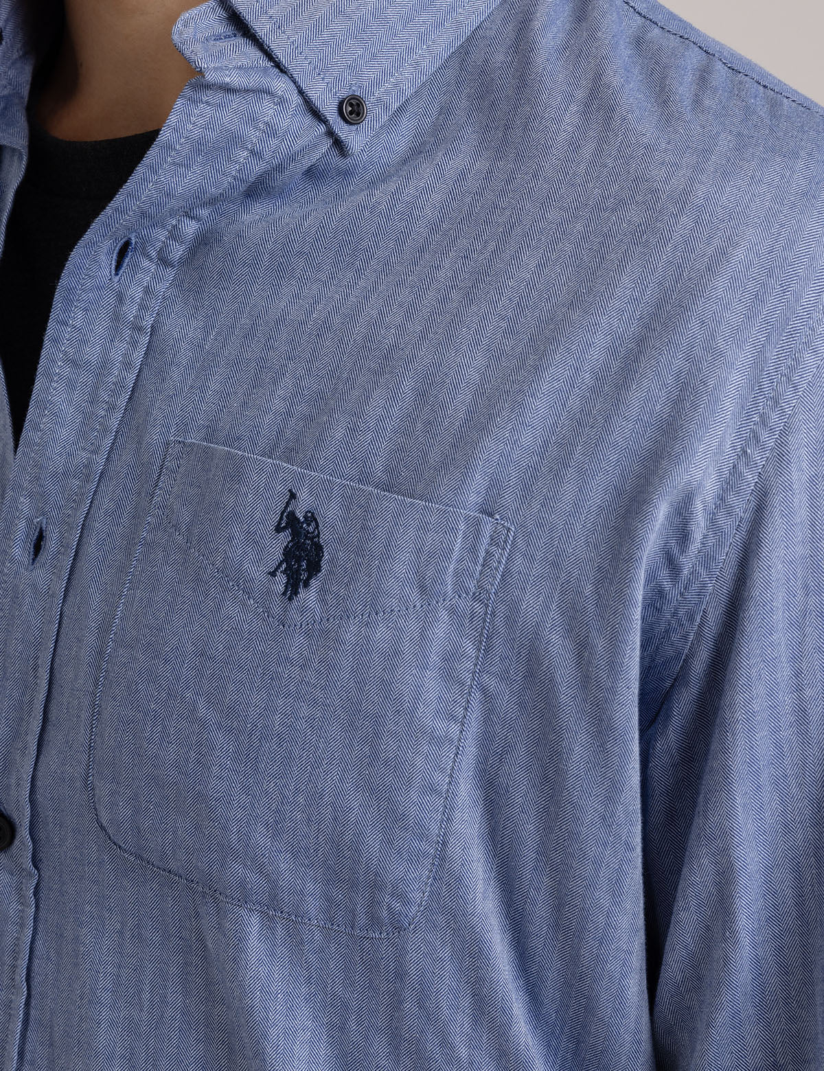 COTTON HERRINGBONE TWILL LONG SLEEVE SHIRT - Image 2