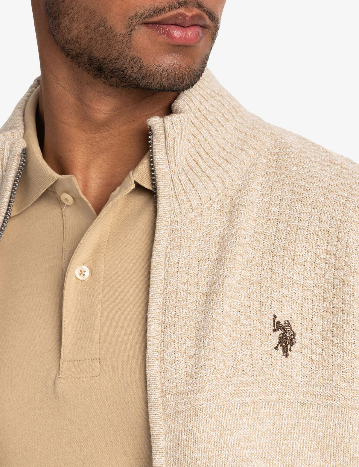 COTTON MARL FULL ZIP SWEATER - Image 3
