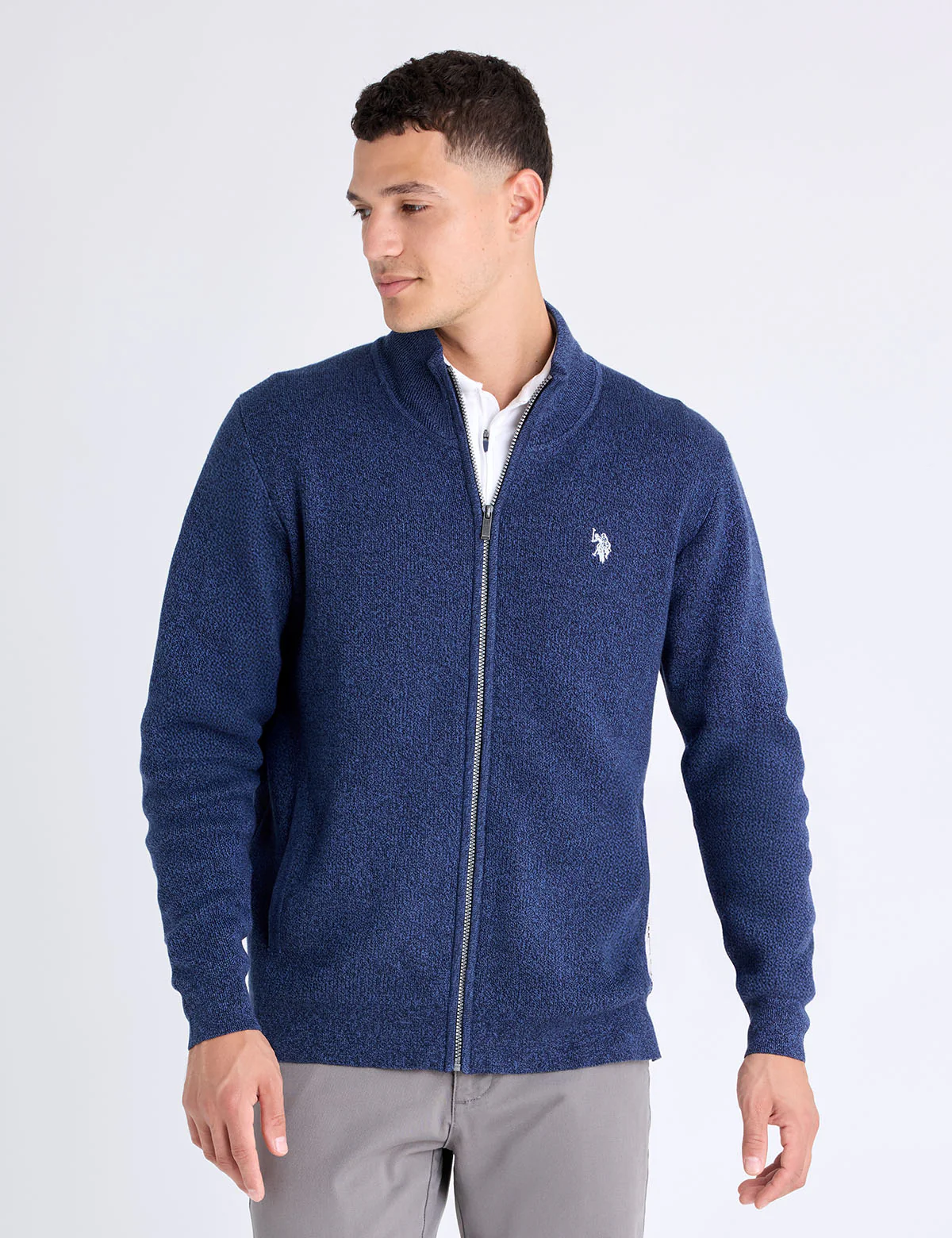 COTTON MARL FULL ZIP SWEATER - Image 5