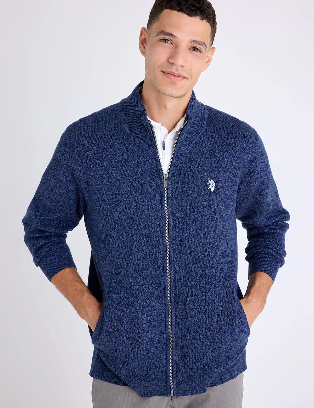 COTTON MARL FULL ZIP SWEATER - Image 7