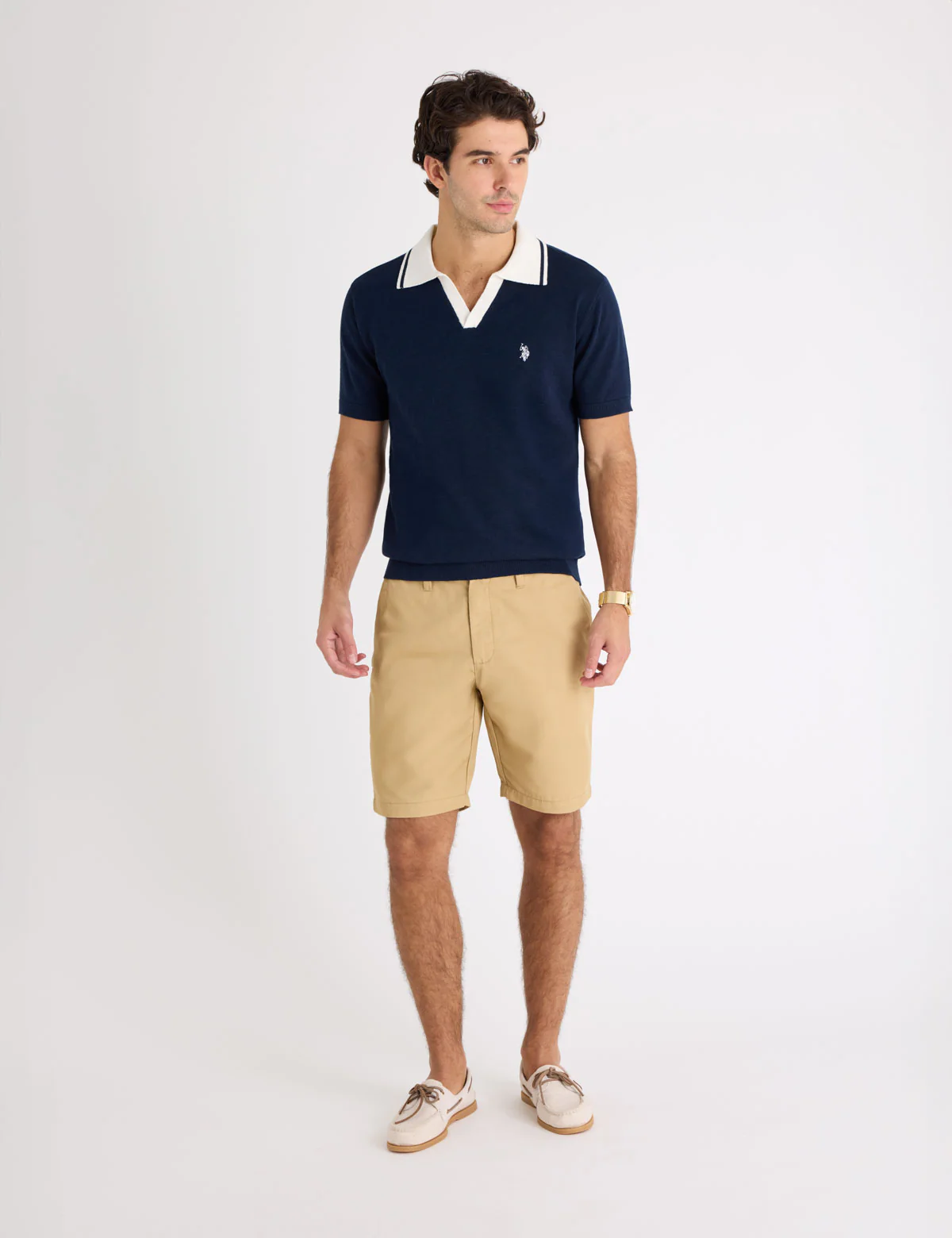 COTTON SLUB JOHNNY COLLAR SWEATER POLO SHIRT - Image 6