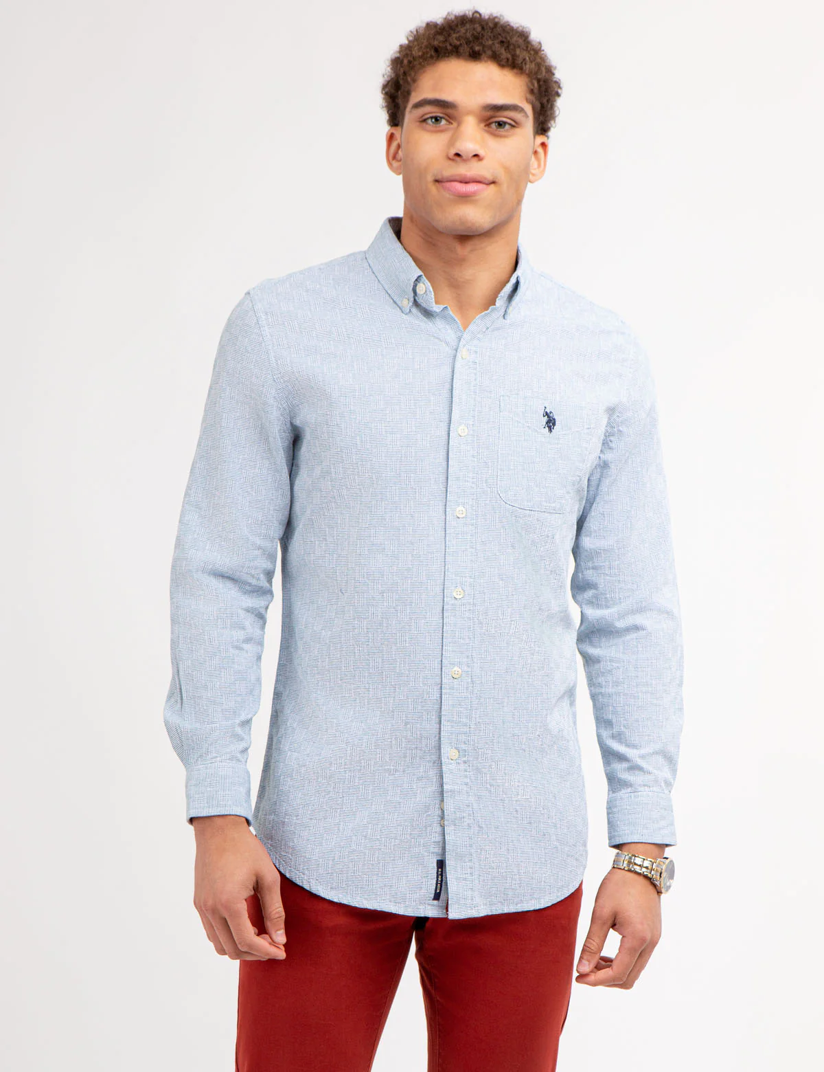 COTTON YARN DYE DOBBY PATTERN SHIRT - Image 4