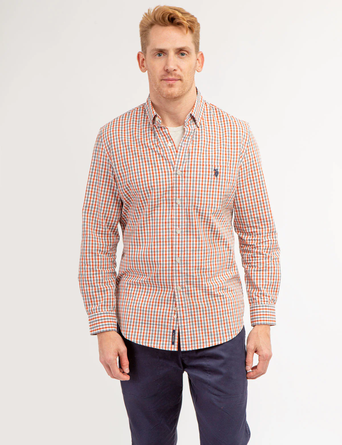 COTTON YARN DYE PEACHED POPLIN PLAID SHIRT