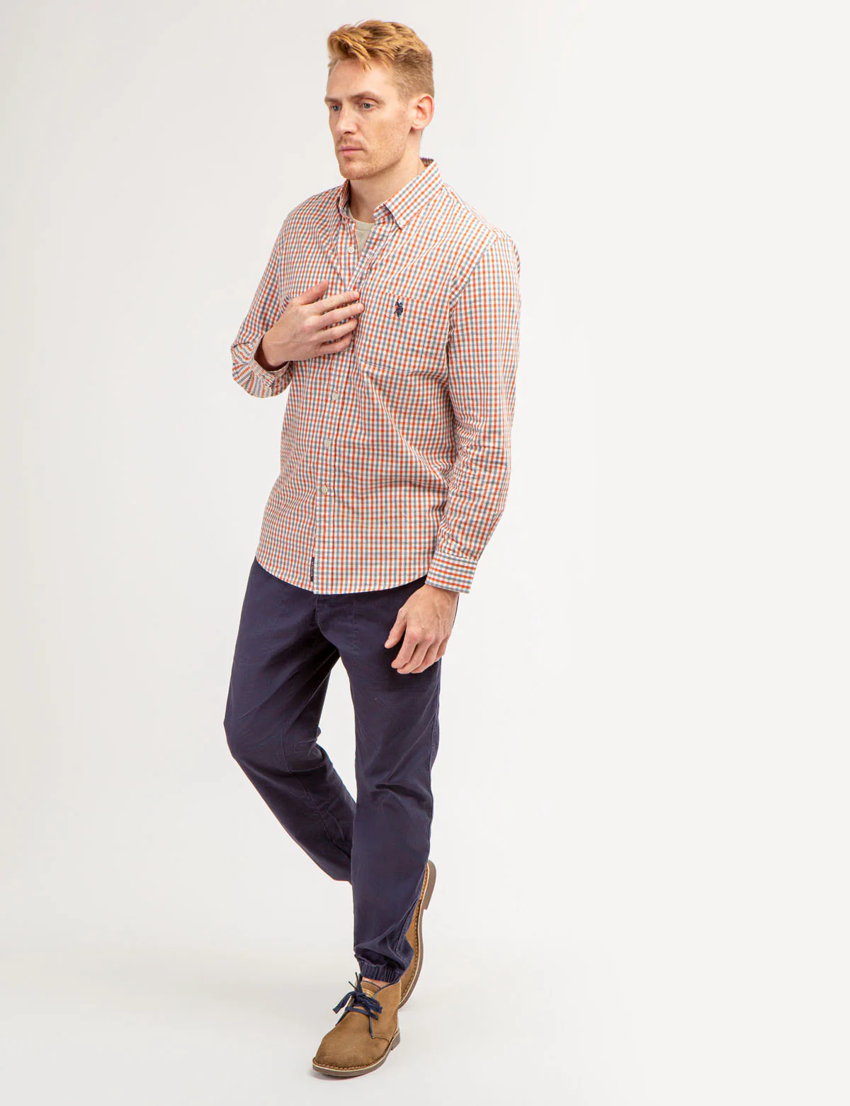 COTTON YARN DYE PEACHED POPLIN PLAID SHIRT - Image 2