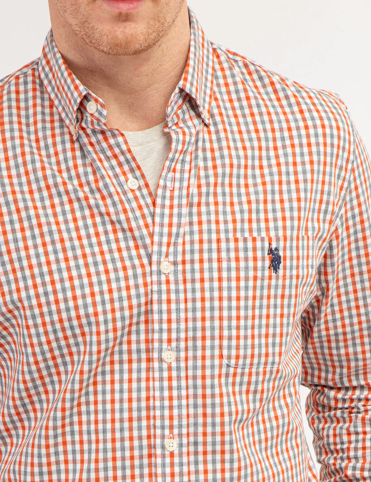 COTTON YARN DYE PEACHED POPLIN PLAID SHIRT - Image 3