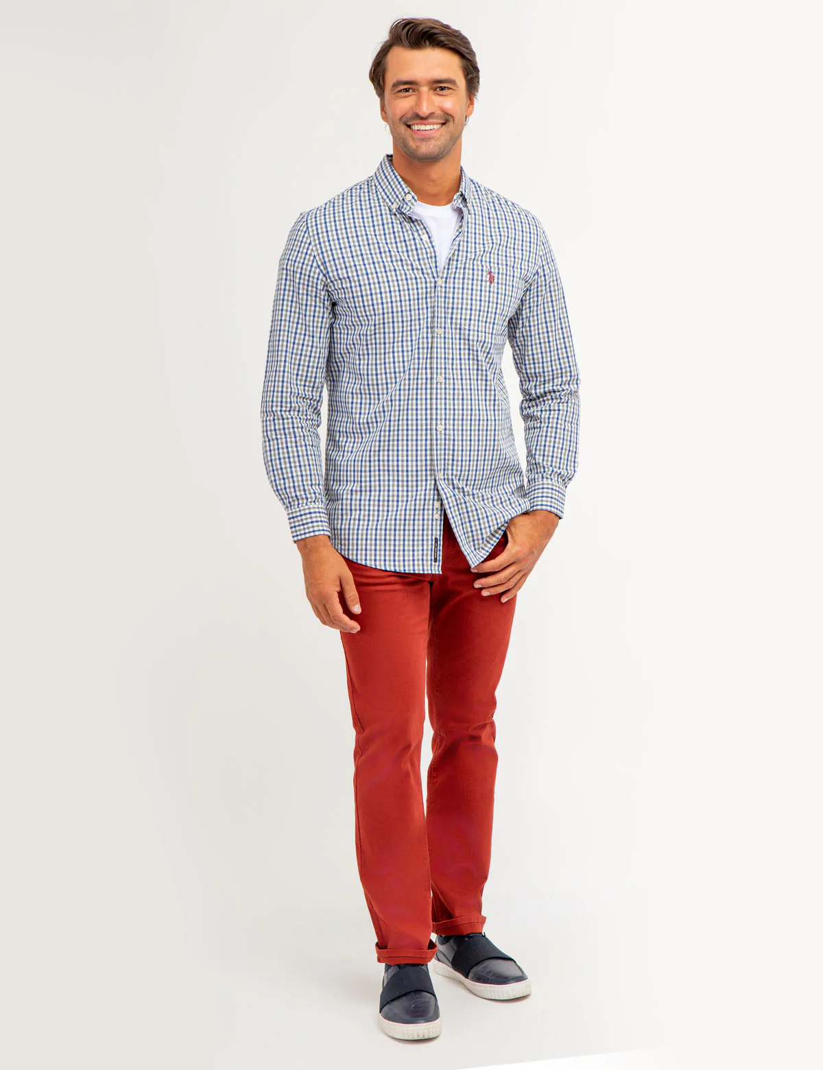 COTTON YARN DYE PEACHED POPLIN PLAID SHIRT - Image 6