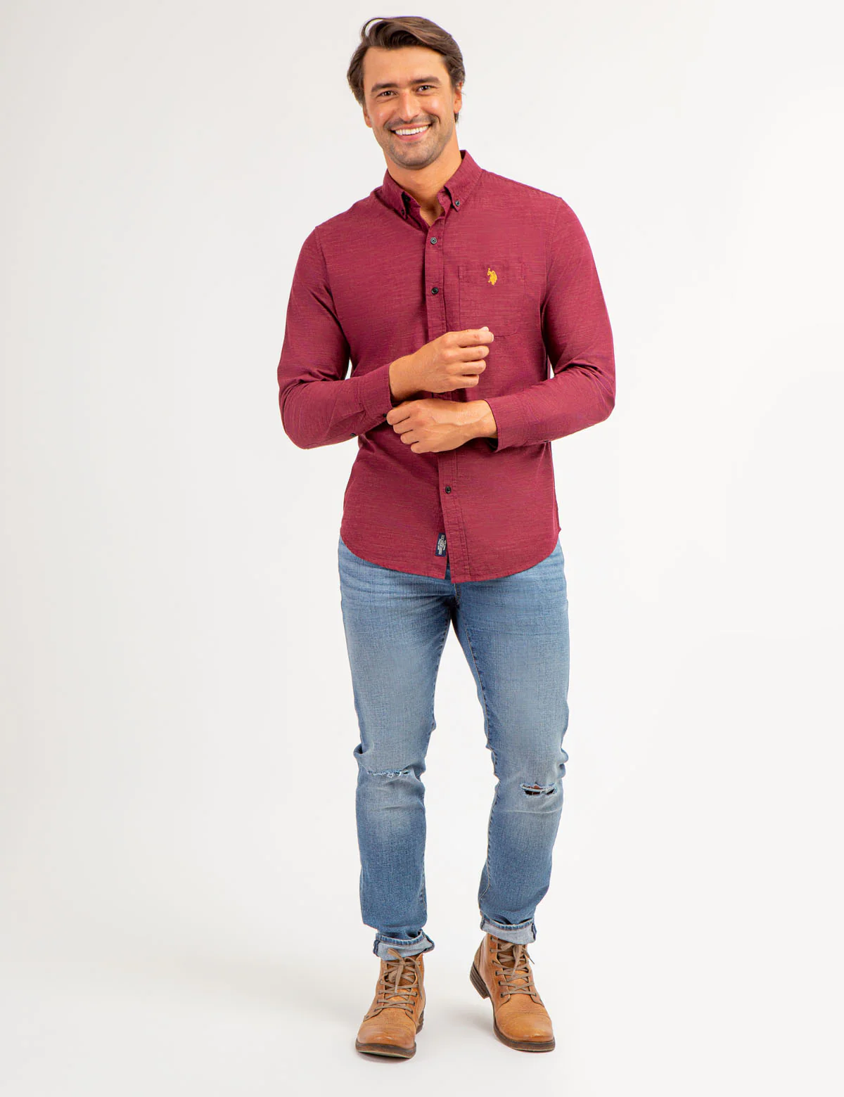 COTTON YARN DYE TEXTURED LONG SLEEVE SHIRT - Image 5