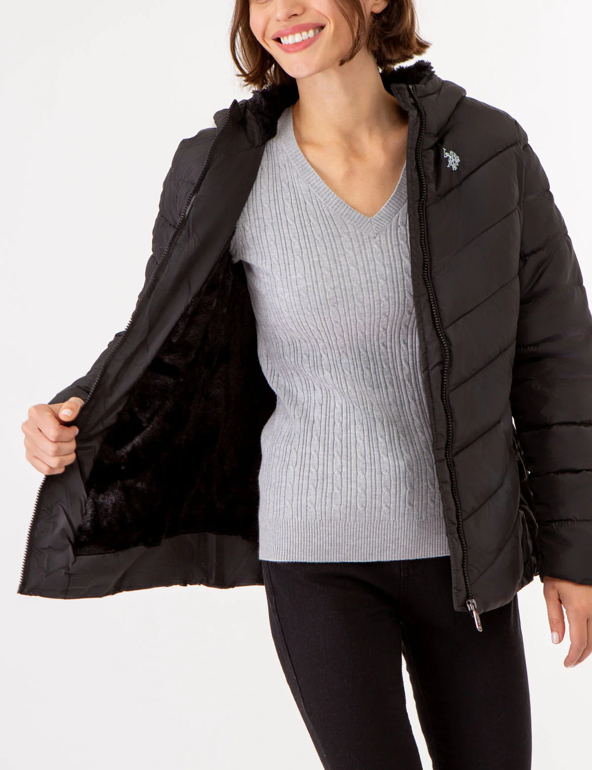 COZY FUR LINED HOODED PUFFER JACKET - Image 9