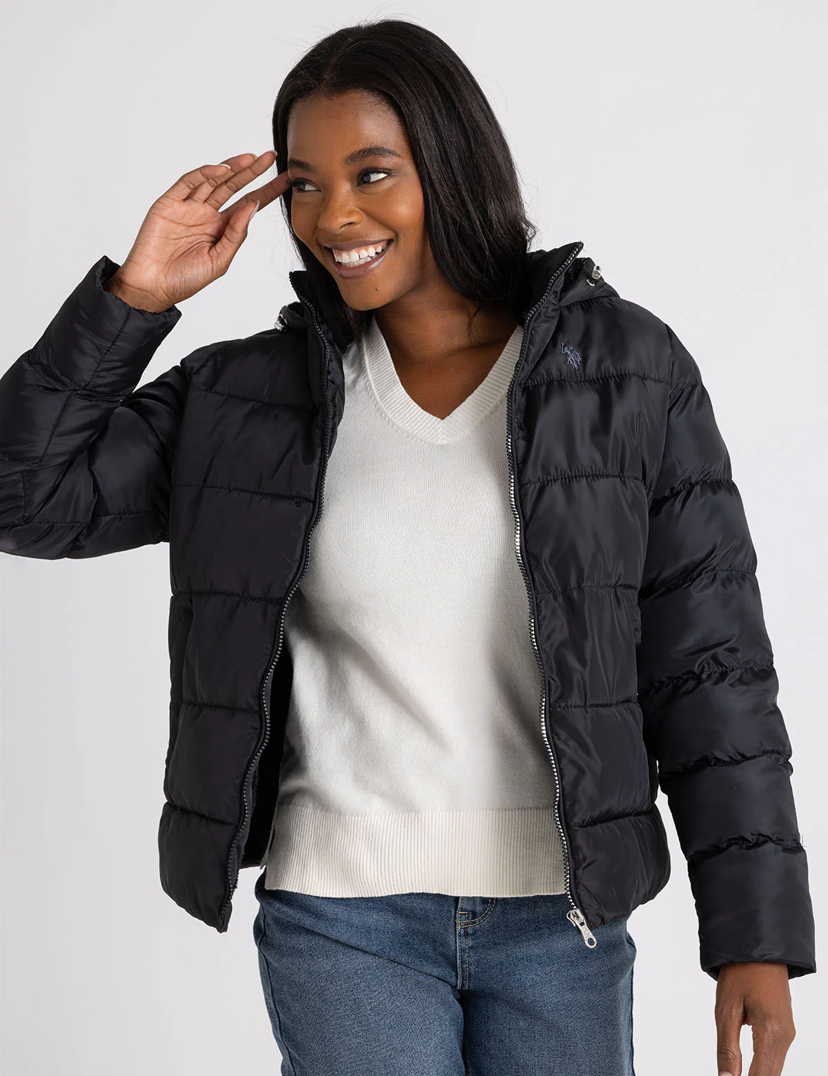 COZY HOODED CONTRAST PUFFER JACKET - Image 2