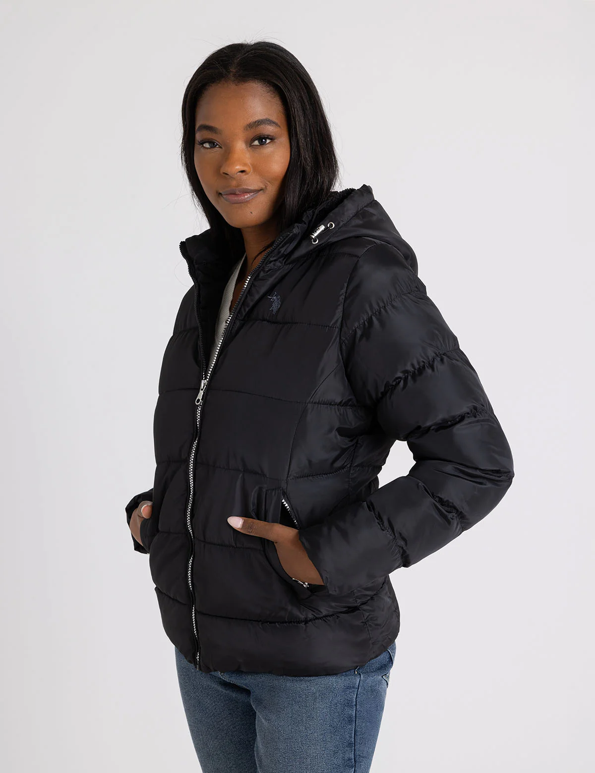 COZY HOODED CONTRAST PUFFER JACKET - Image 3
