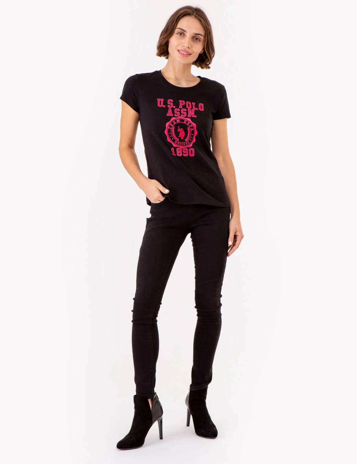CREST PRINT SCOOP NECK T-SHIRT - Image 2