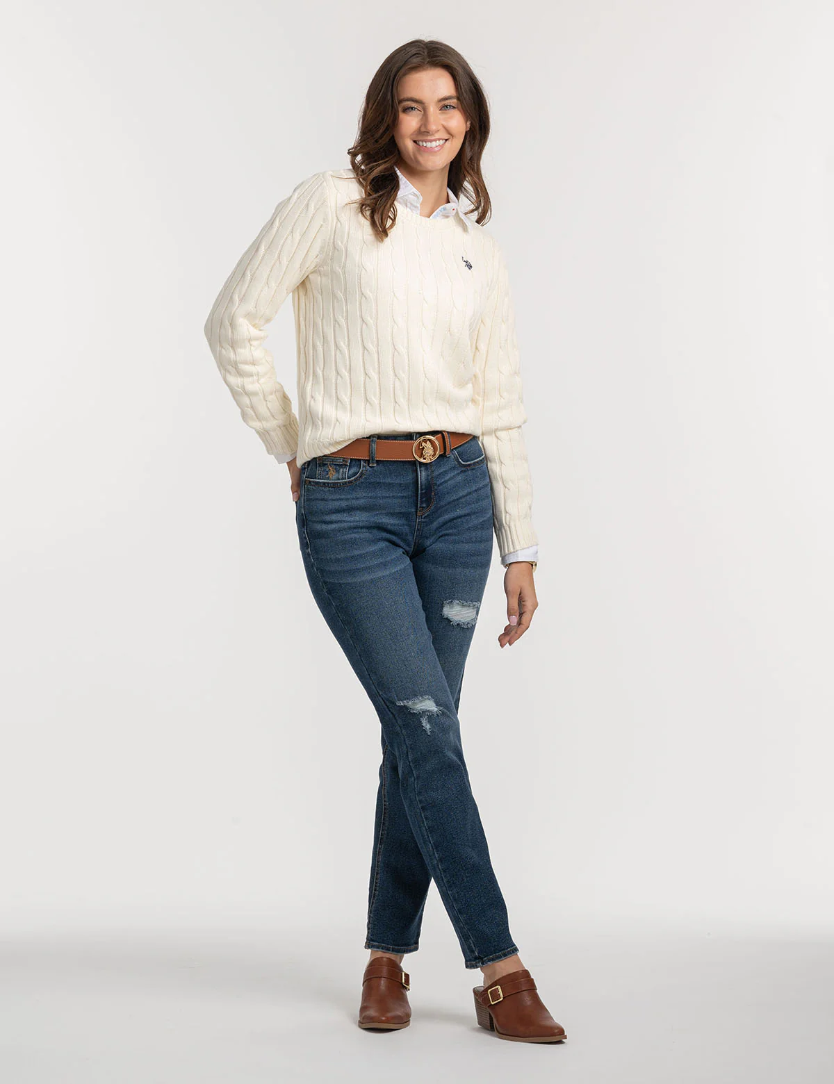 CREW NECK CABLE PULLOVER SWEATER - Image 2