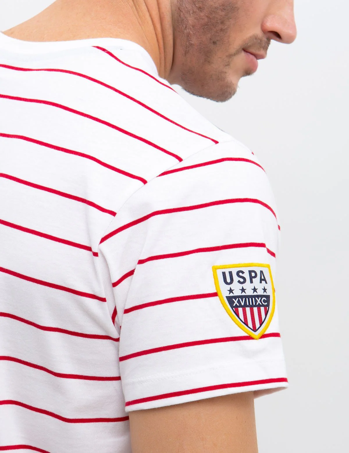 CREW NECK DIAGONAL STRIPED T-SHIRT - Image 4