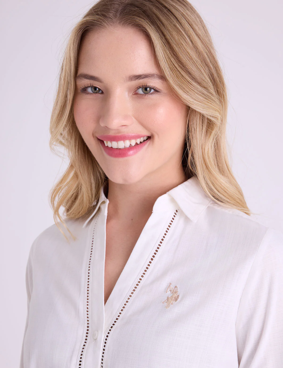 CROCHET TRIM LINEN LONG SLEEVE SHIRT - Image 4