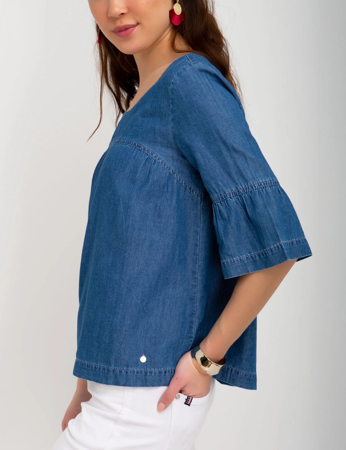 DENIM FLOUNCE SHIRT - Image 2