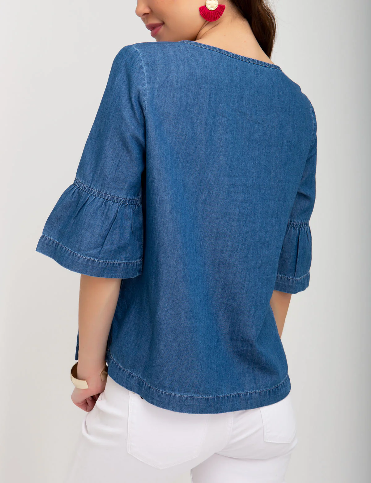 DENIM FLOUNCE SHIRT - Image 6