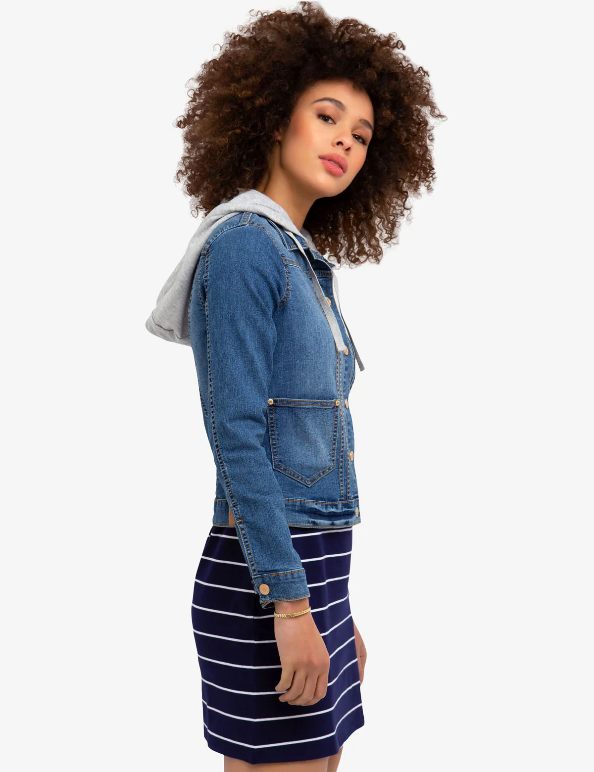 DENIM JACKET WITH DETACHABLE HOOD - Image 3