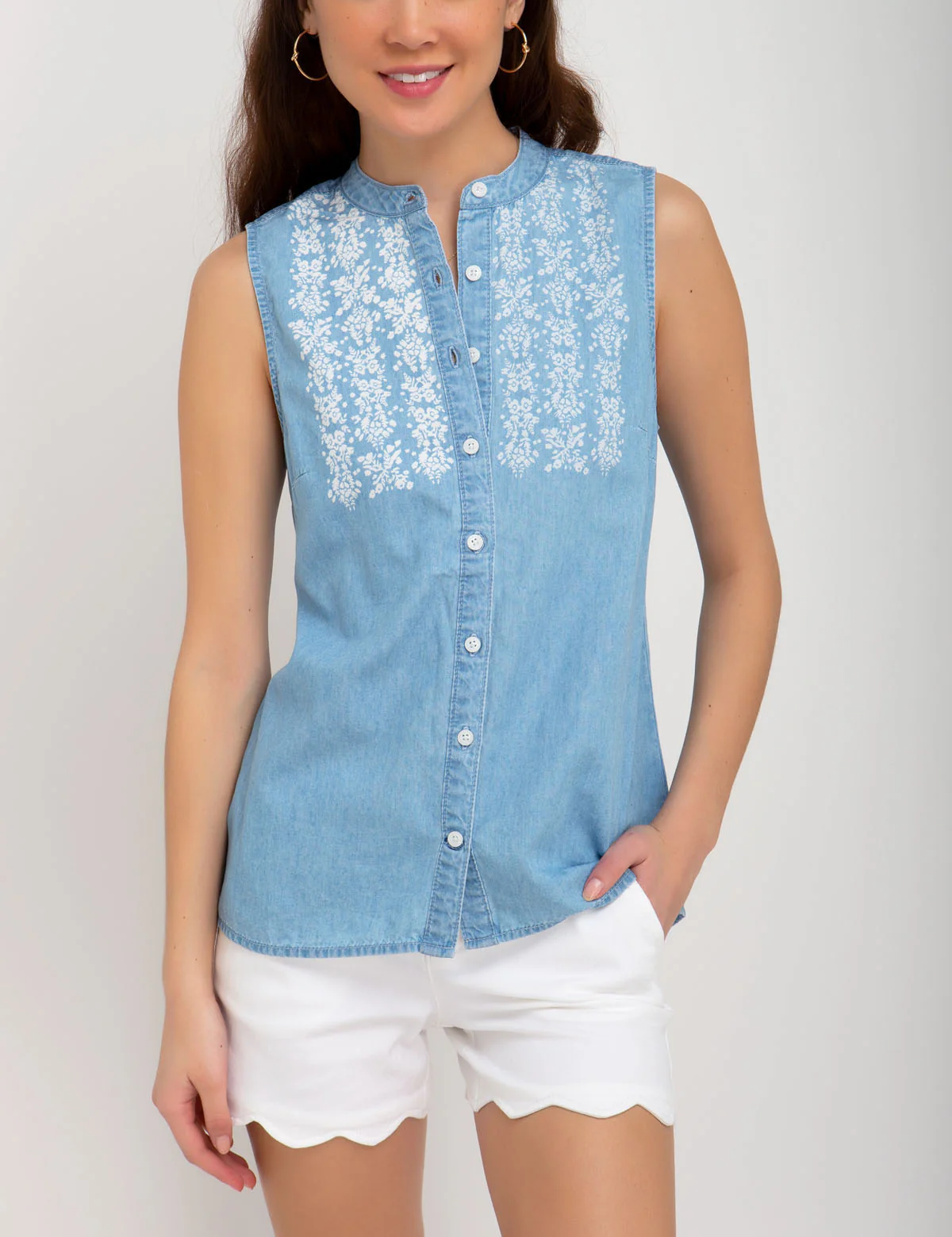 DENIM SLEEVELESS TOP - Image 4