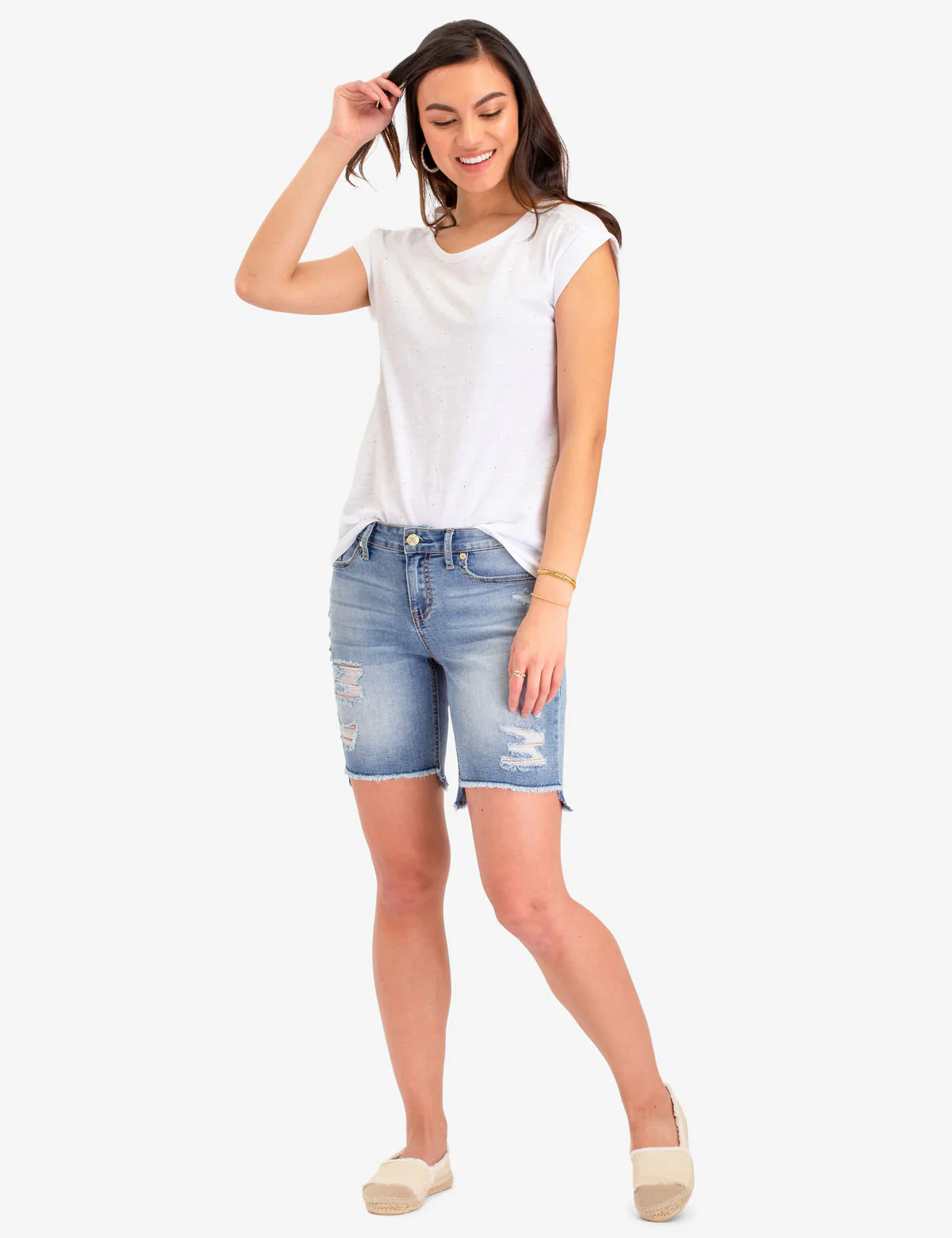 DESTRUCTED DENIM SHORTS - Image 2