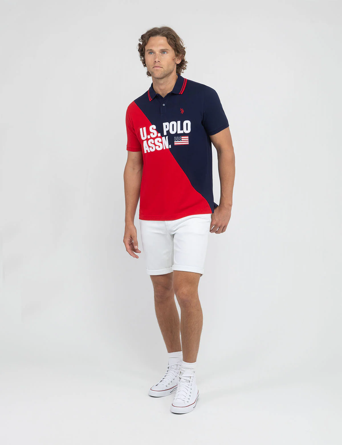 DIAGONAL COLOR BLOCK PIQUE POLO SHIRT - Image 3