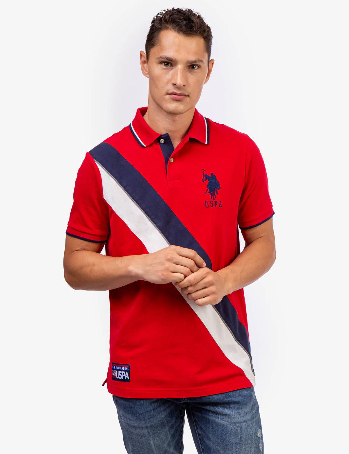 DIAGONAL COLORBLOCK PIQUE POLO SHIRT - Image 12