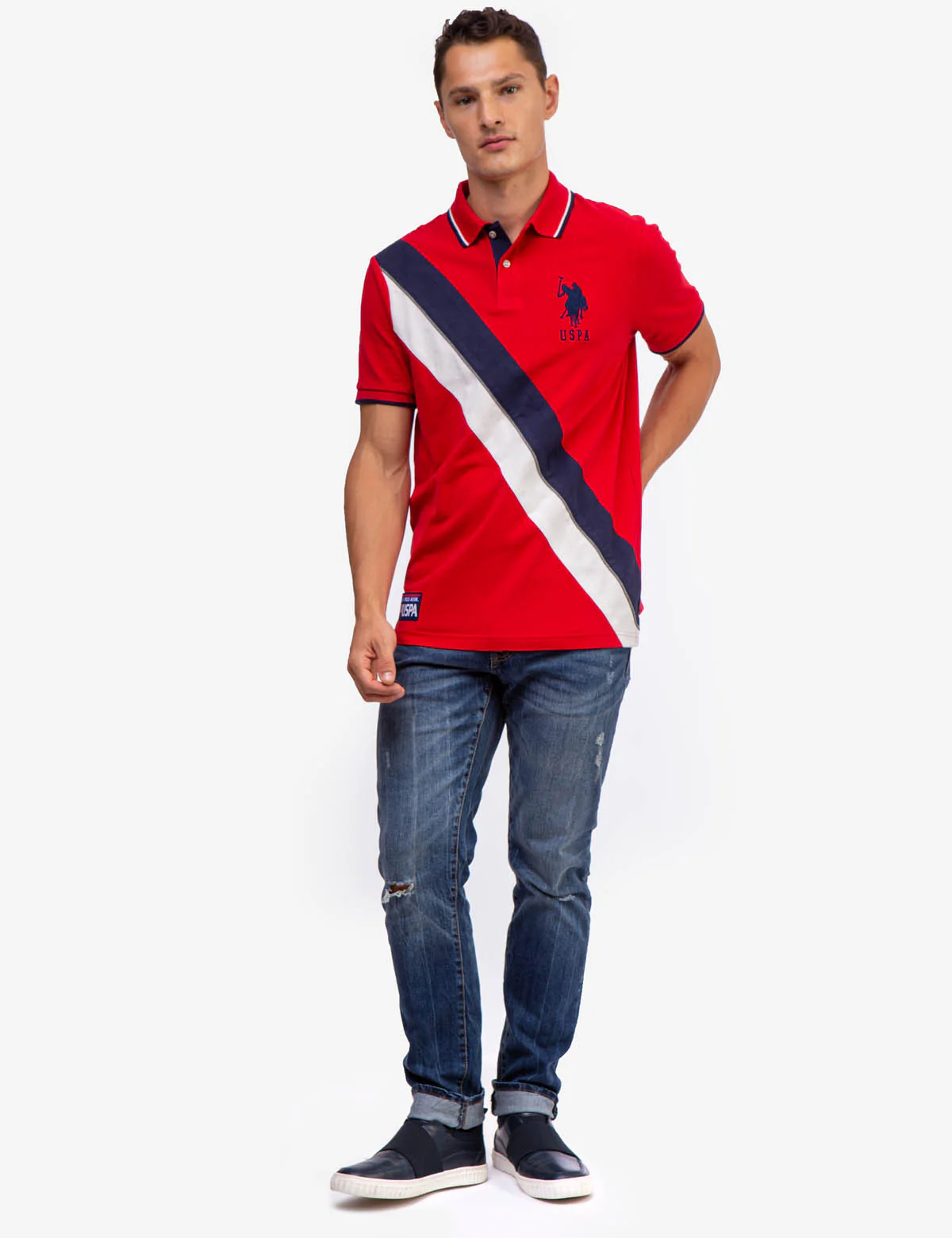 DIAGONAL COLORBLOCK PIQUE POLO SHIRT - Image 13